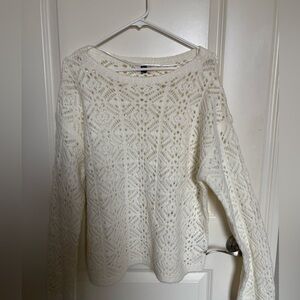 Universal Thread Women's Lace Knit Cream Sweater